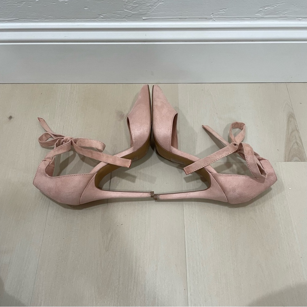 Forever 21 Heels Pointed Toe Wrap Around Ankle Tie Women's 7 Baby Pink Blush - Picture 10 of 15